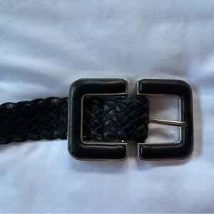 Chinese Laundry Black Braided Belt with Silver Buckle